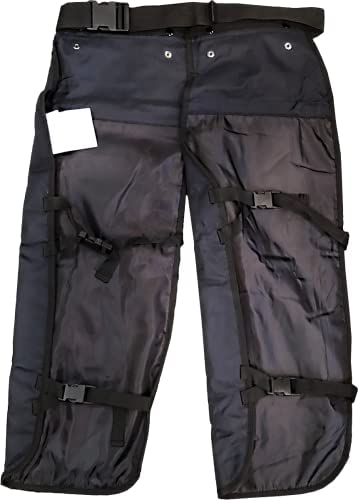 FORESTER Chainsaw Chaps in a garden setting
