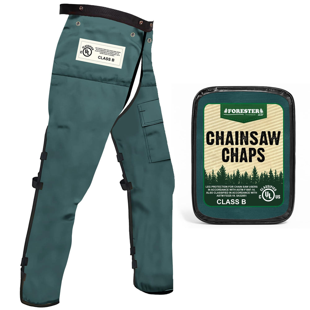 FORESTER Chainsaw Chaps in Forest Green front view