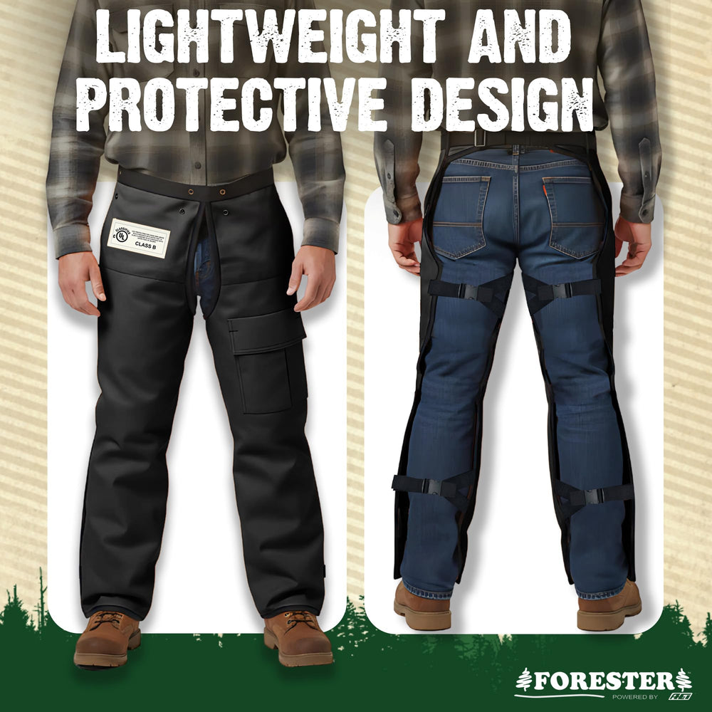 FORESTER Chainsaw Chaps with water and oil repellent feature