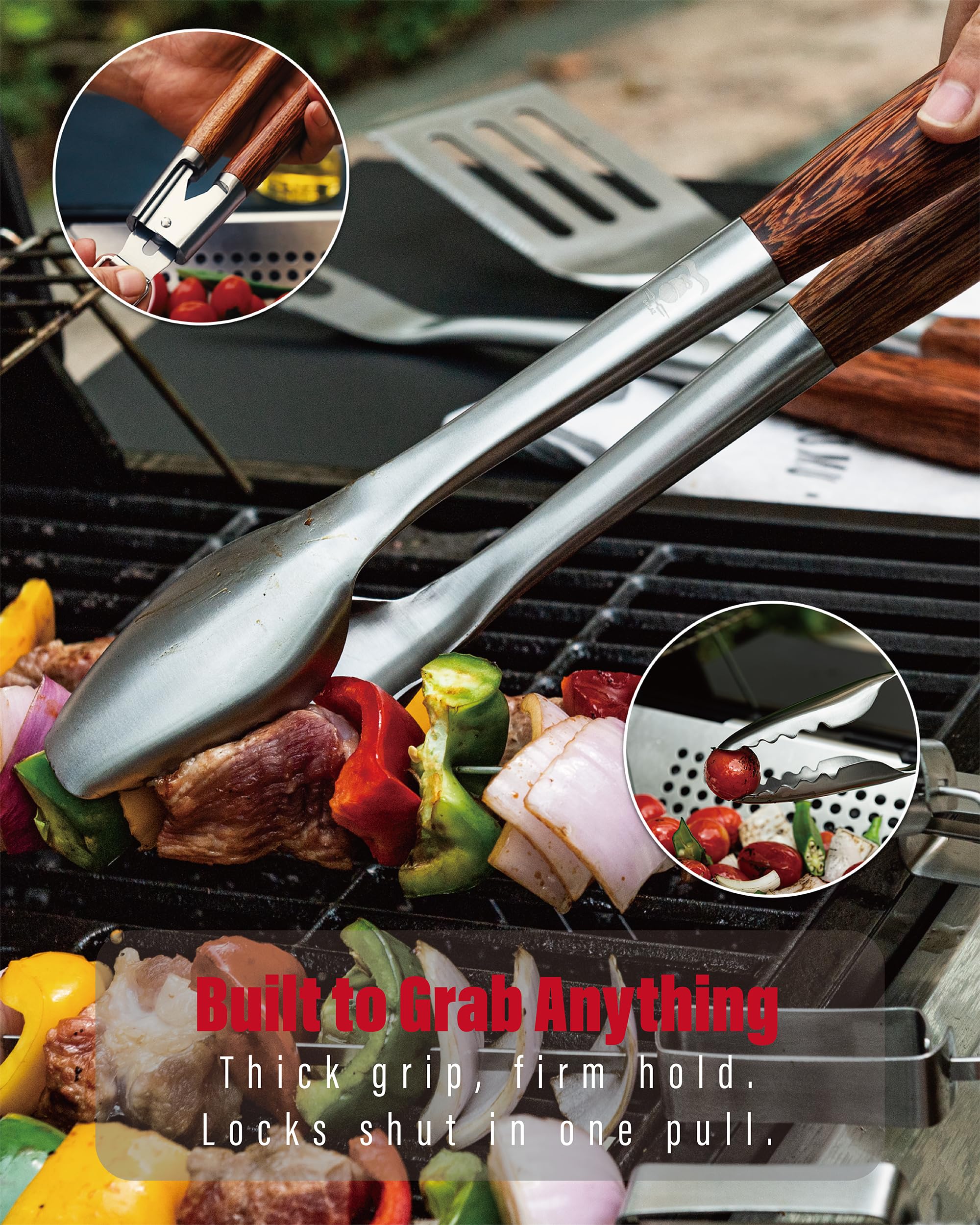 Fork from GRILAZ BBQ Grilling Tools Set on a grill