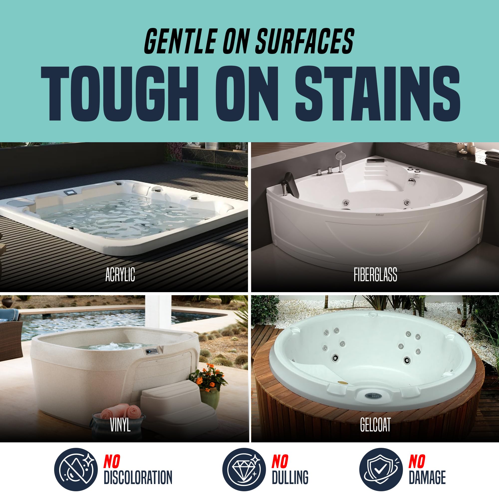 FORTIVO Hot Tub Surface Cleaner on a clean hot tub surface