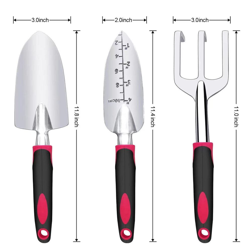Fosiweelo hand trowel with rubber handle in cherry red