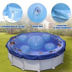 Four 3ft diameter pool pillows stacked