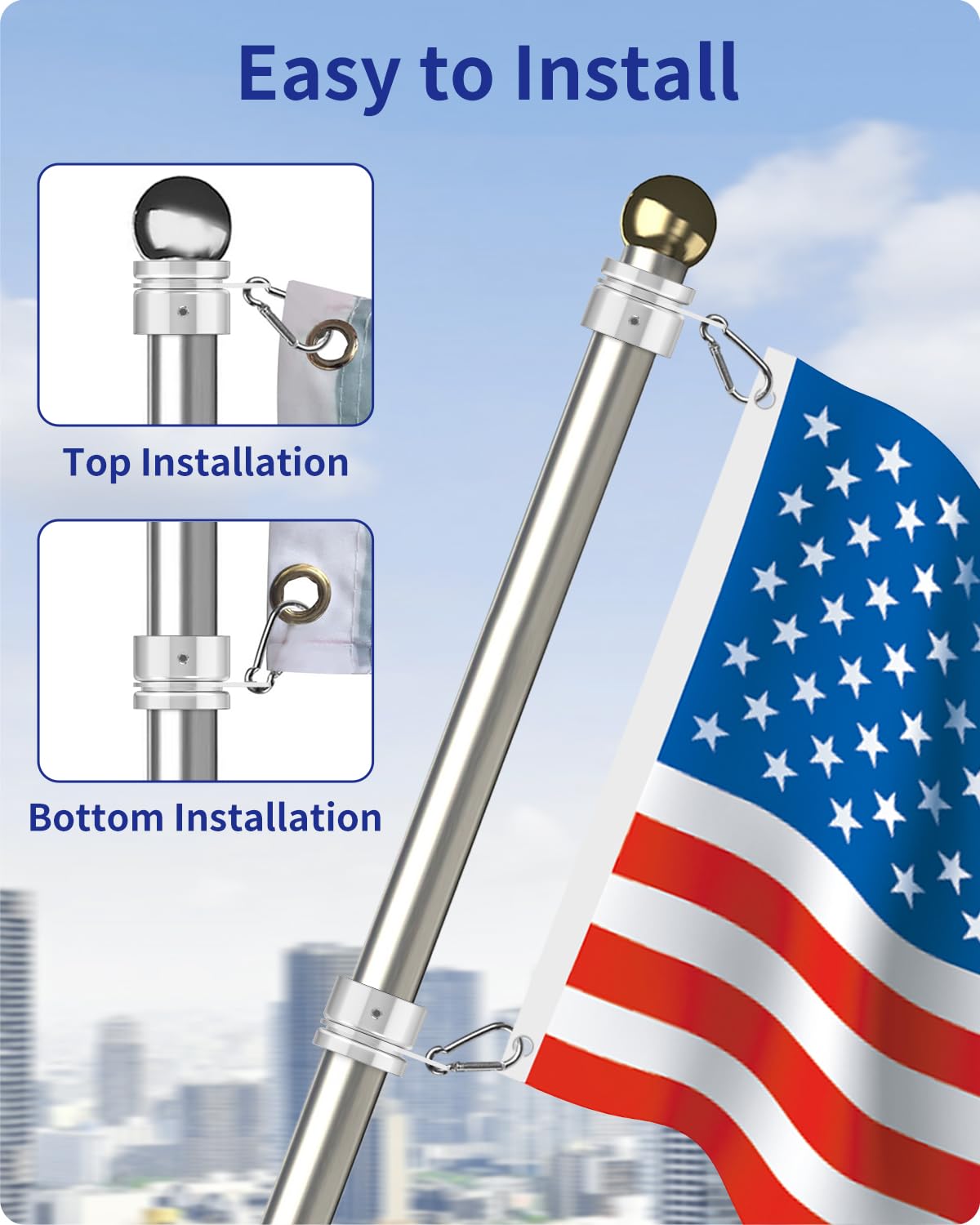 Four aluminum hooks included with the flag pole rings