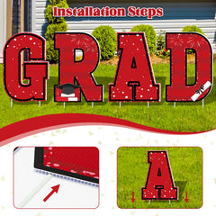 Four bachelor's cap-shaped graduation signs