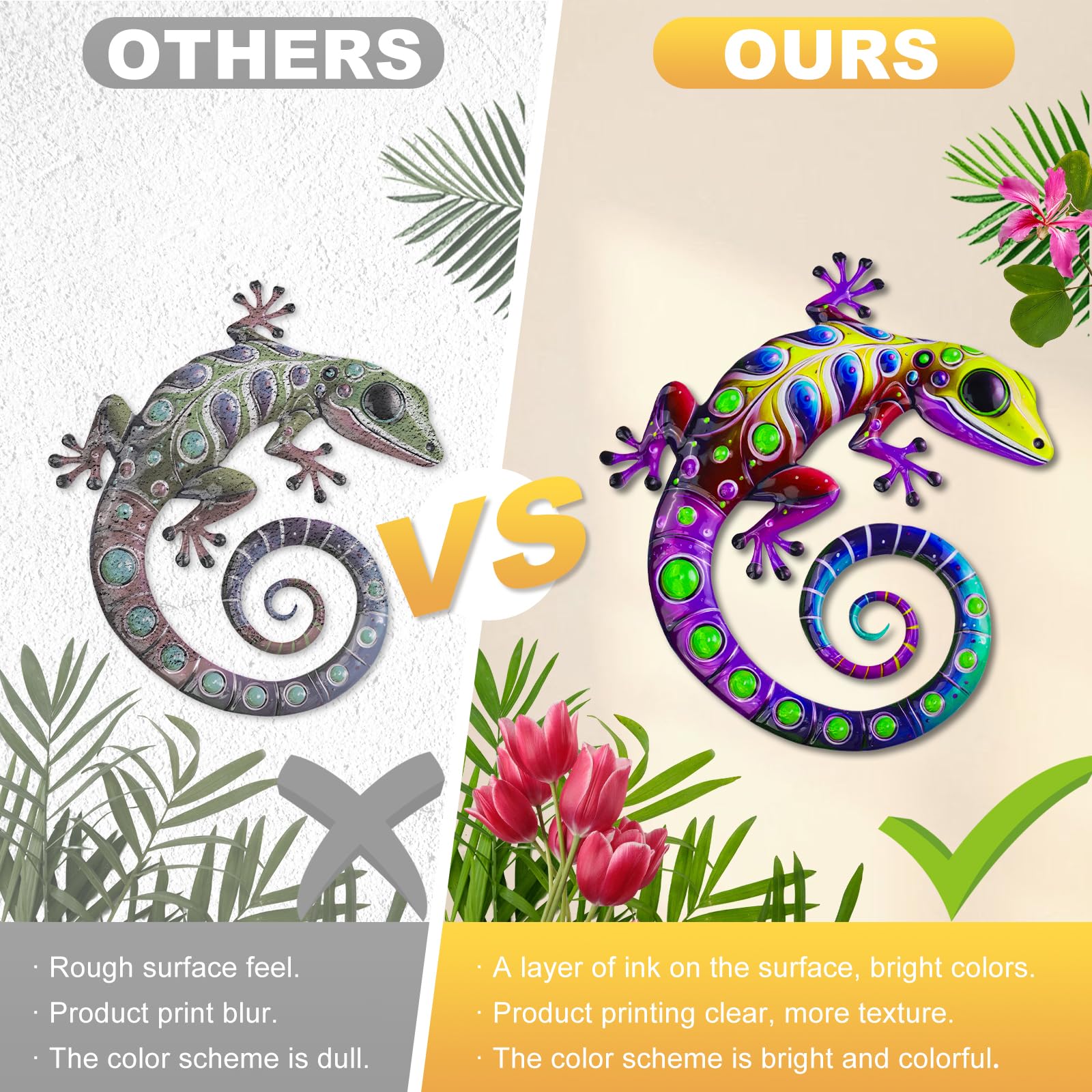 Four different styles of ULENDIS gecko wall art
