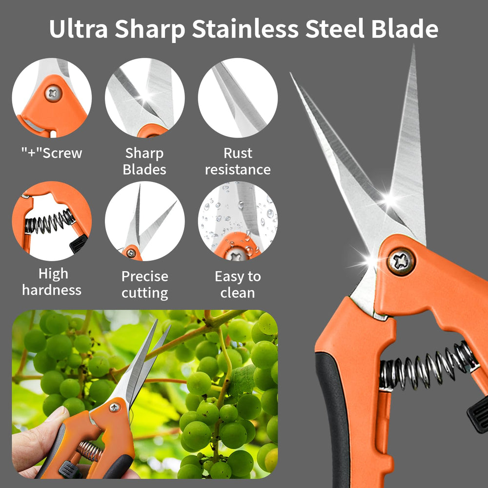 Four pack of Drametic+ garden pruning shears in orange, green, and blue