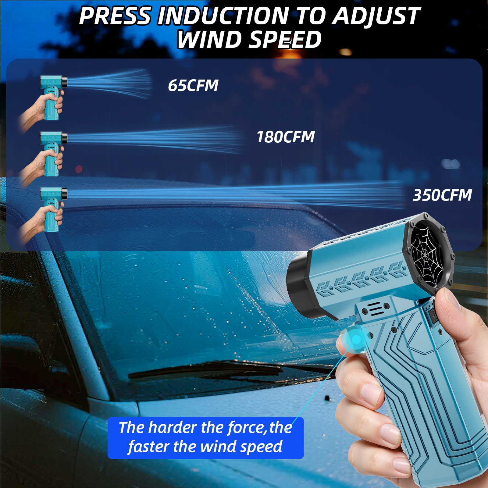 fourq Turbo Dryer Blower showcasing the battery indicator lights