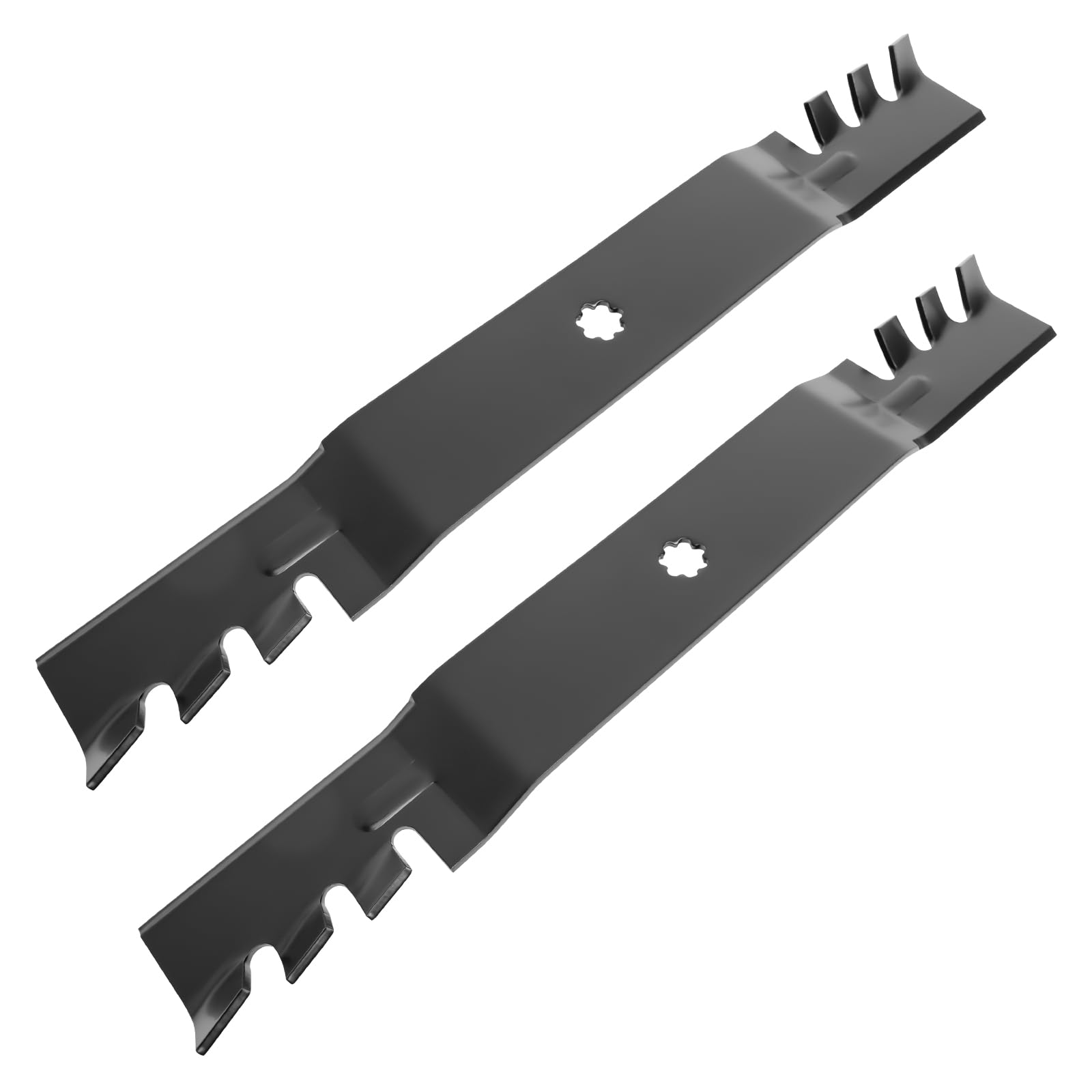 Fourtry GX22151 mower blades front view, 2 pack