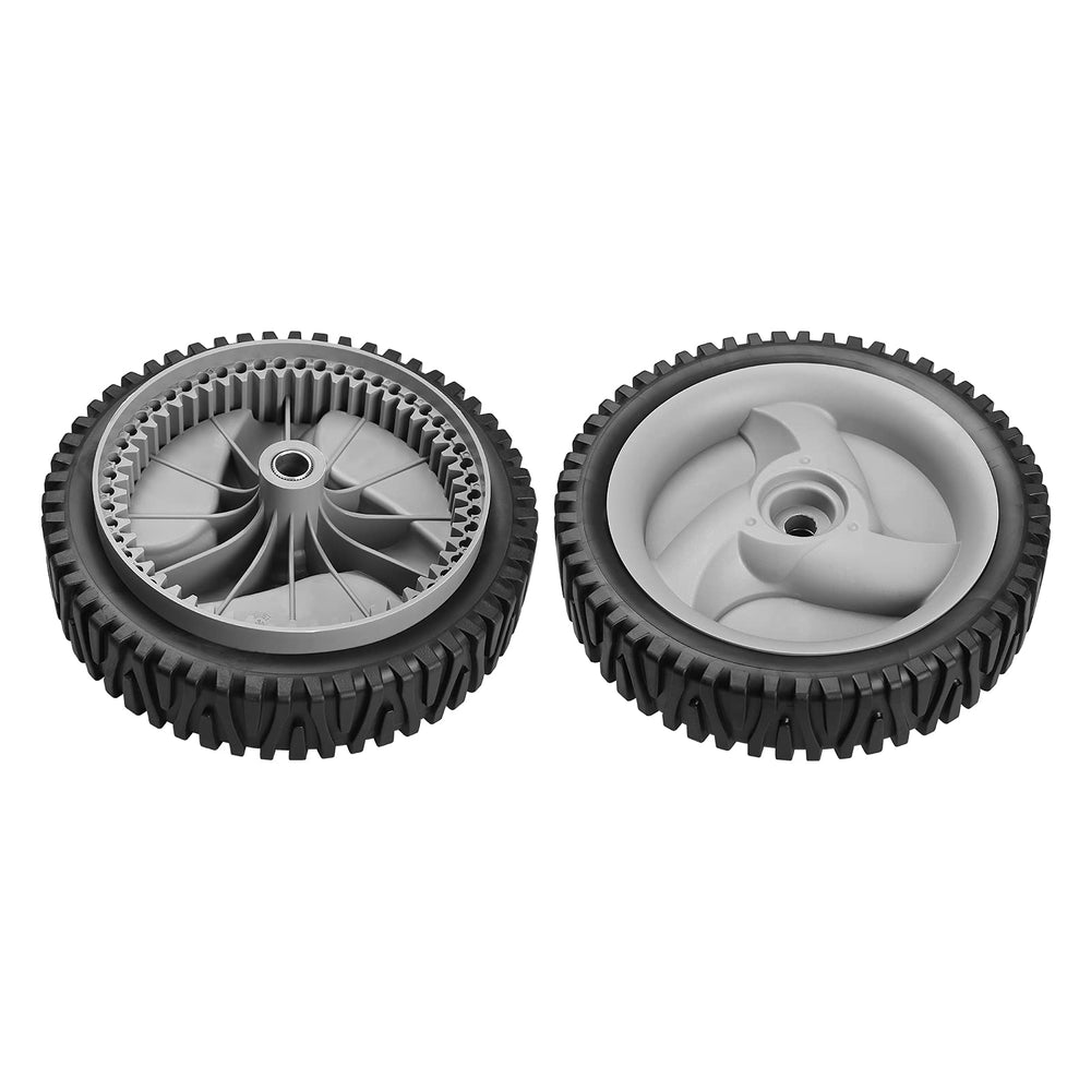 Fourtry replacement wheels for Craftsman mower, angled view