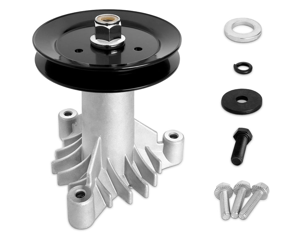 Fourtry spindle assembly with pulley front view