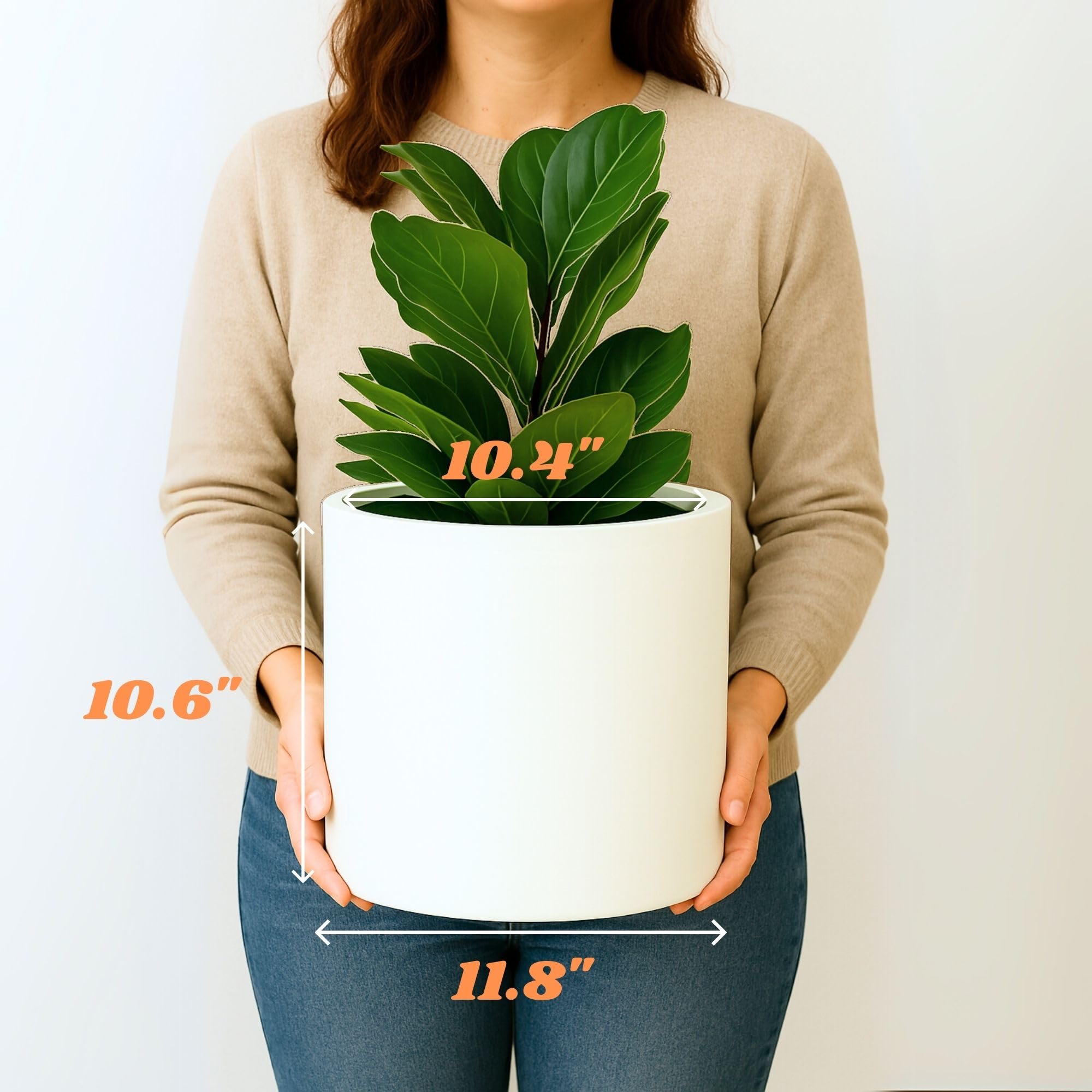 Fox & Fern Large Planter 12 Inch White Matte in garden