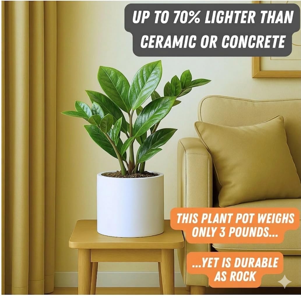 Fox & Fern Large Planter 8 Inch White Glossy side view