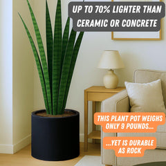 Fox & Fern Large Planter Black Matte with drainage plug