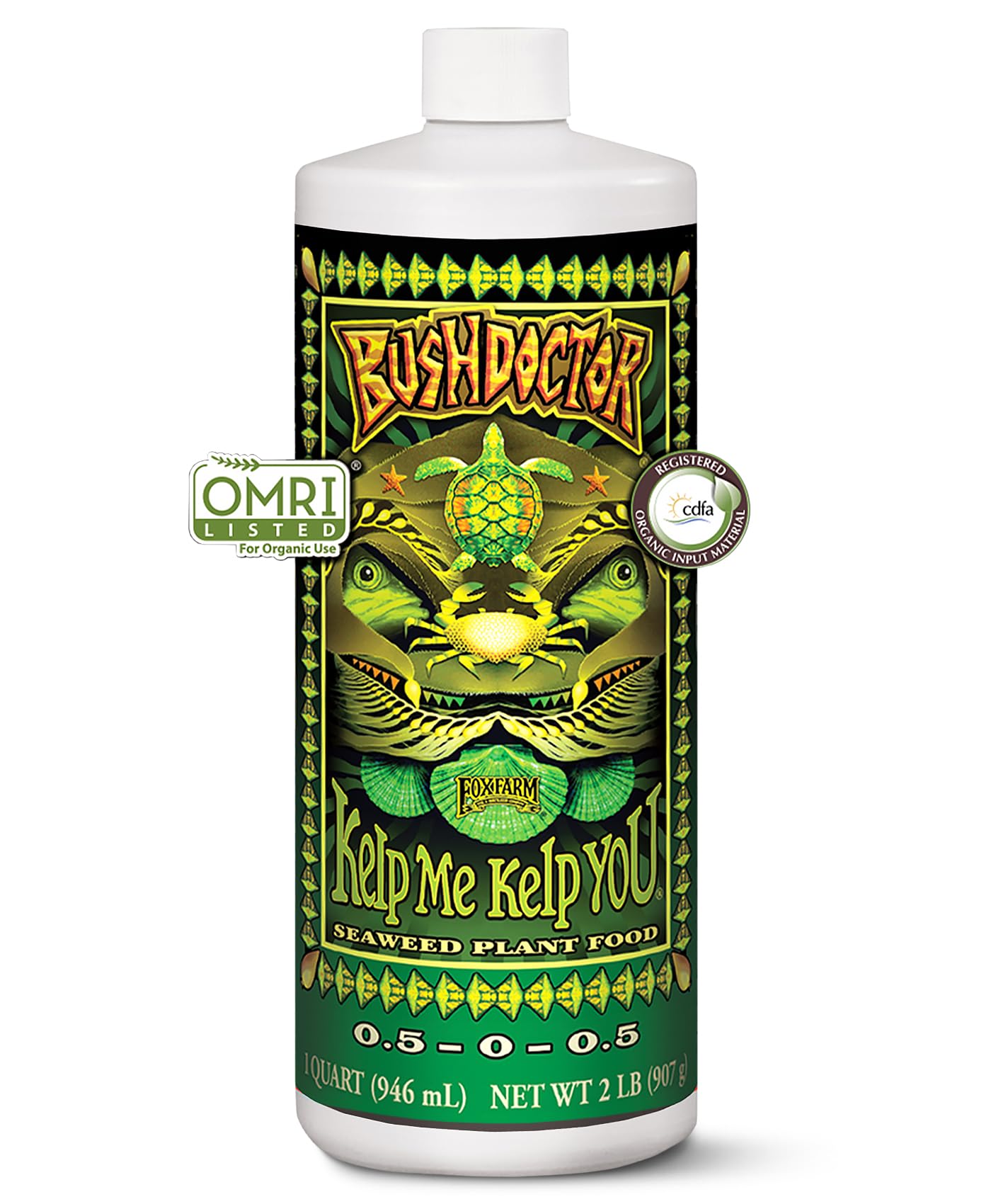 FoxFarm Bush Doctor Kelp Me Kelp You Fertilizer front view clear liquid