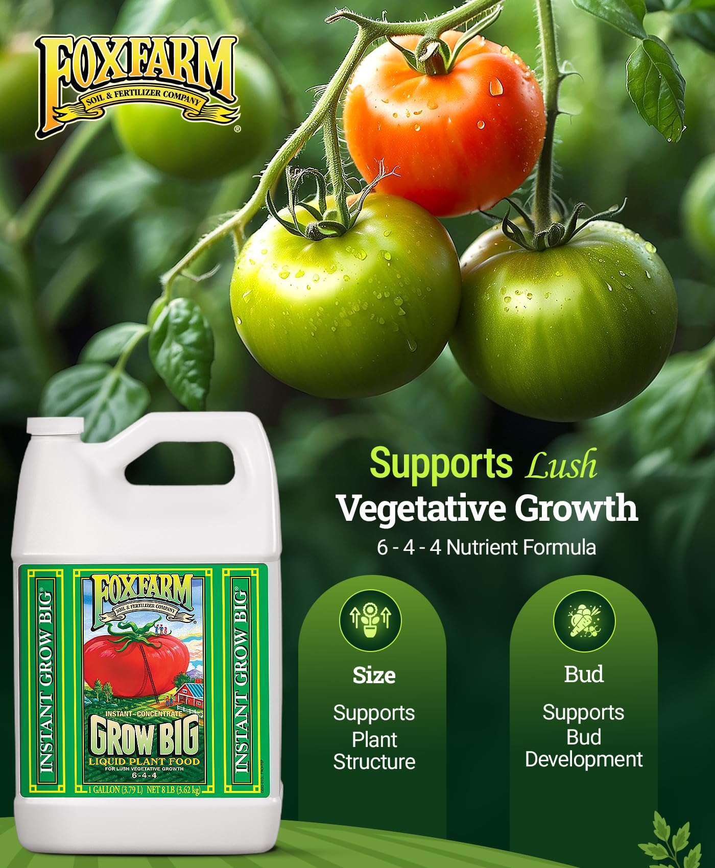 FoxFarm Grow Big Liquid Plant Food 1 Gallon bottle side view