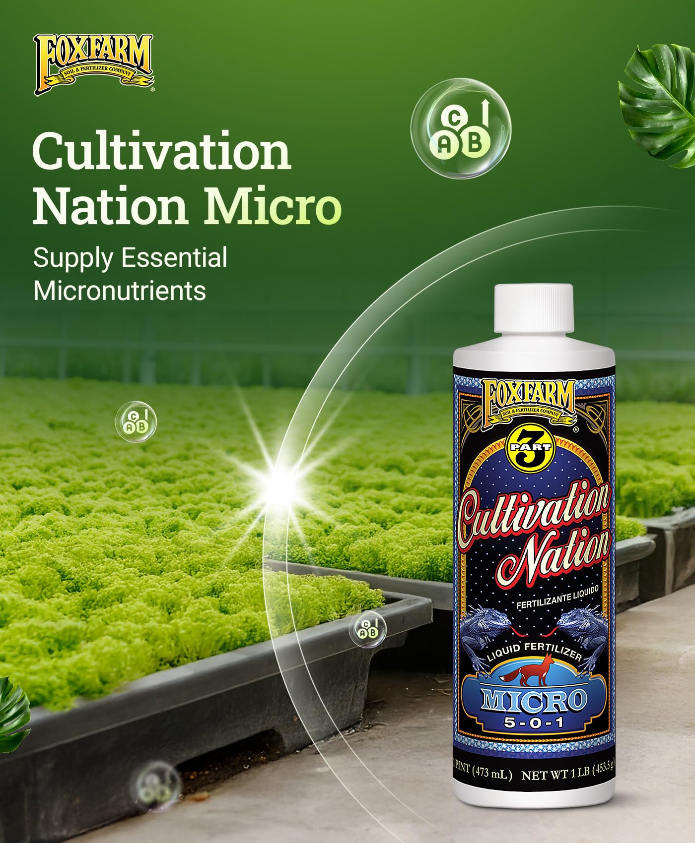 FoxFarm Micro Liquid Fertilizer with measuring spoon