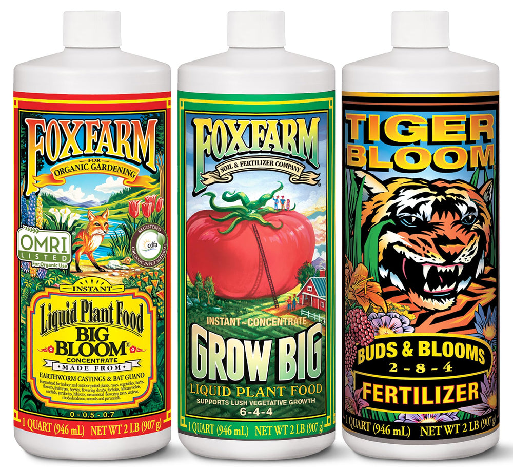 FoxFarm Soil Liquid Trio Pack with Big Bloom, Grow Big, and Tiger Bloom fertilizers