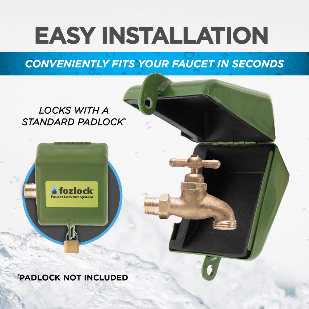 Fozlock Outdoor Faucet Lock System in a garden setting