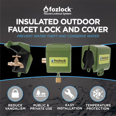 Fozlock Outdoor Faucet Lock System installed on a faucet