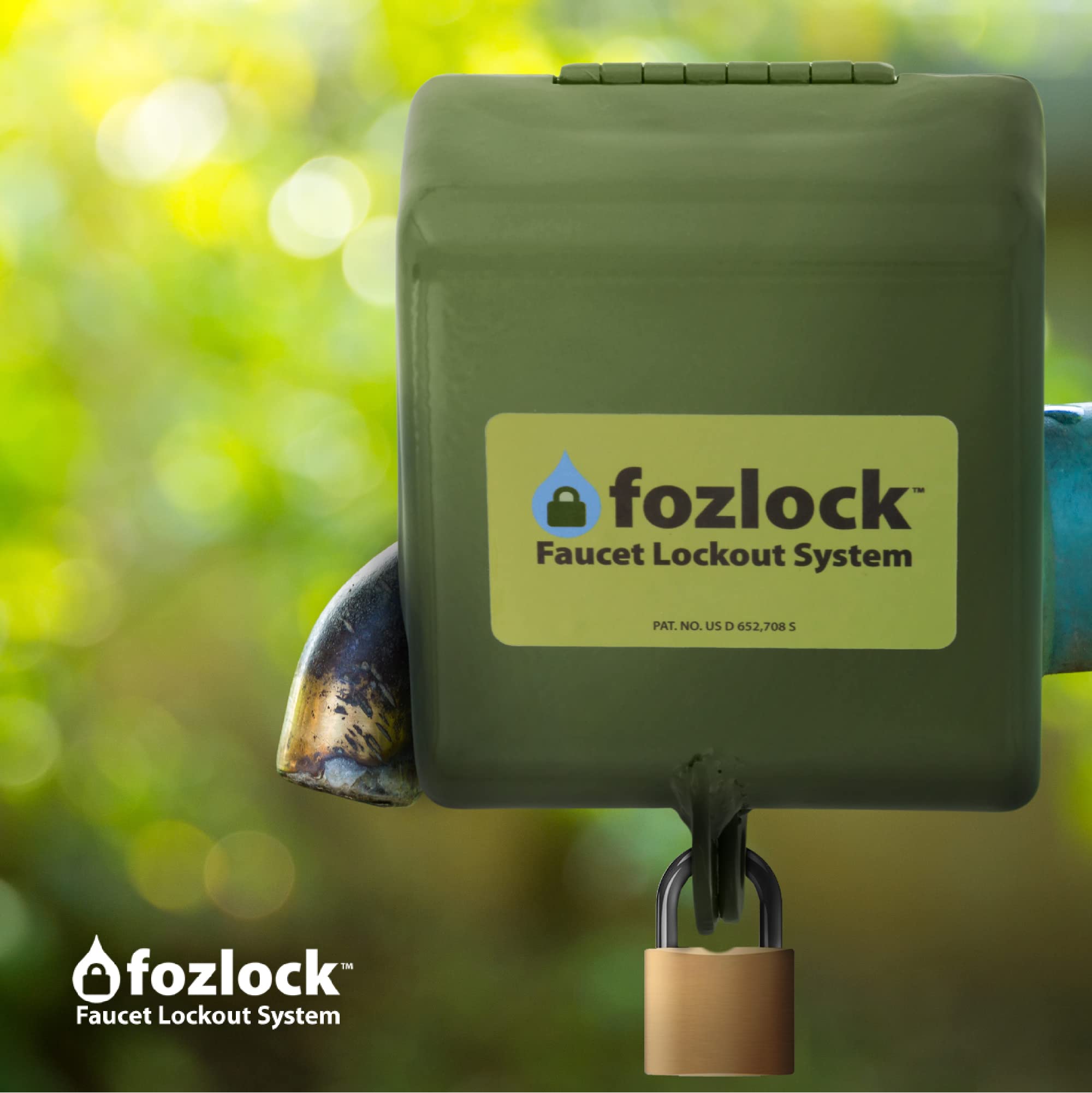 Fozlock Outdoor Faucet Lock System on an unoccupied property faucet