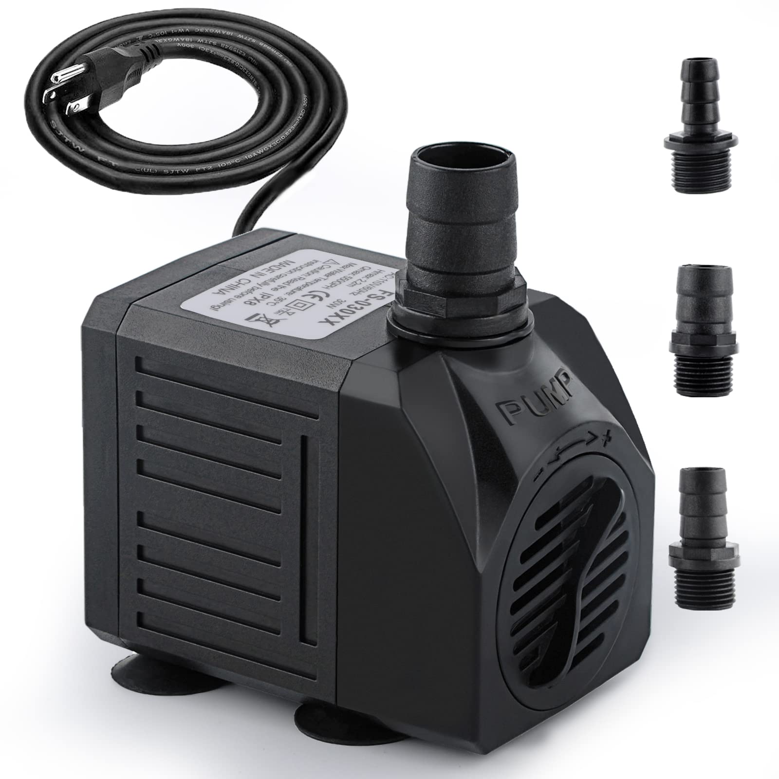 FREESEA Small Aquarium Fountain Pump front view with nozzles