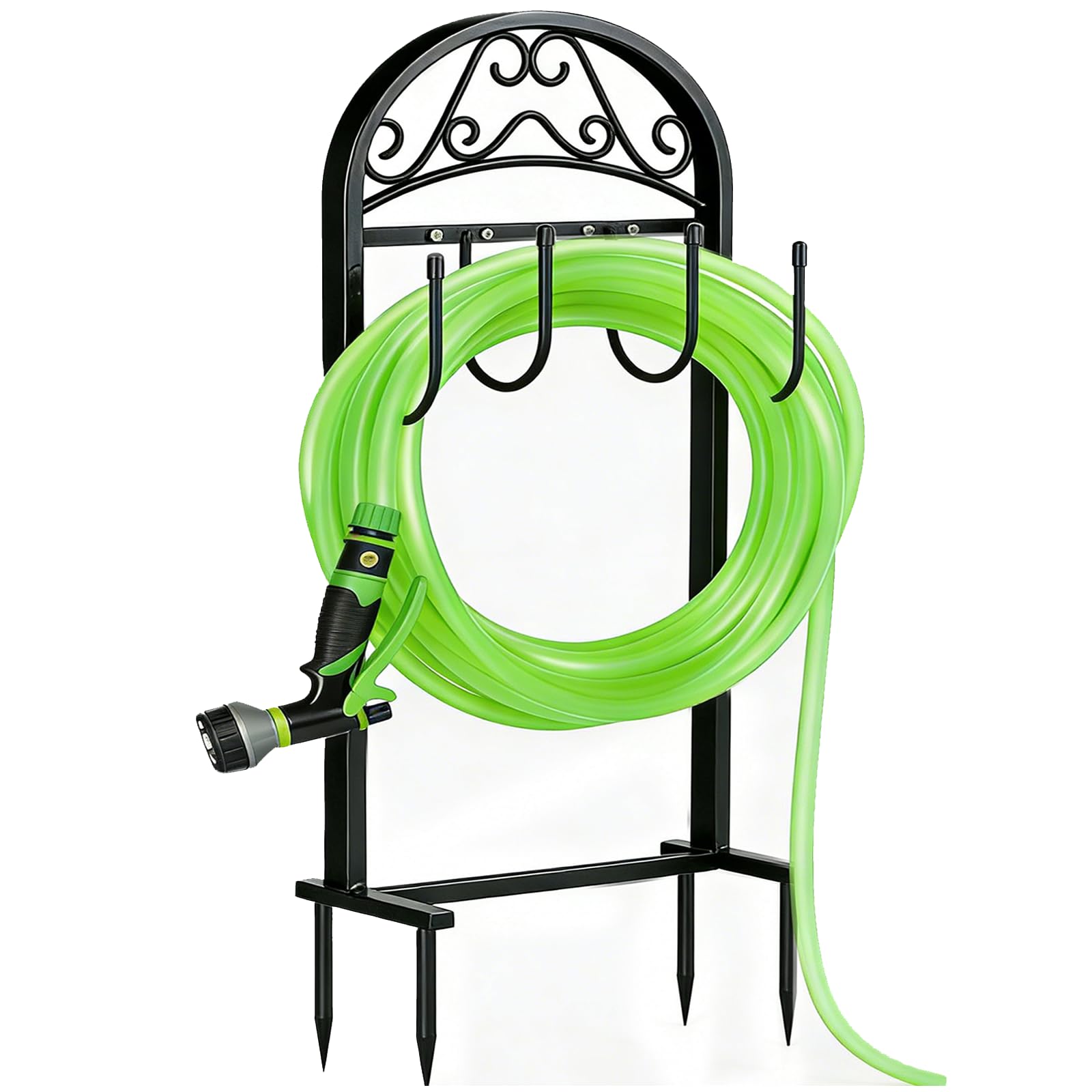 Freexployer Garden Hose Holder front view with green finish