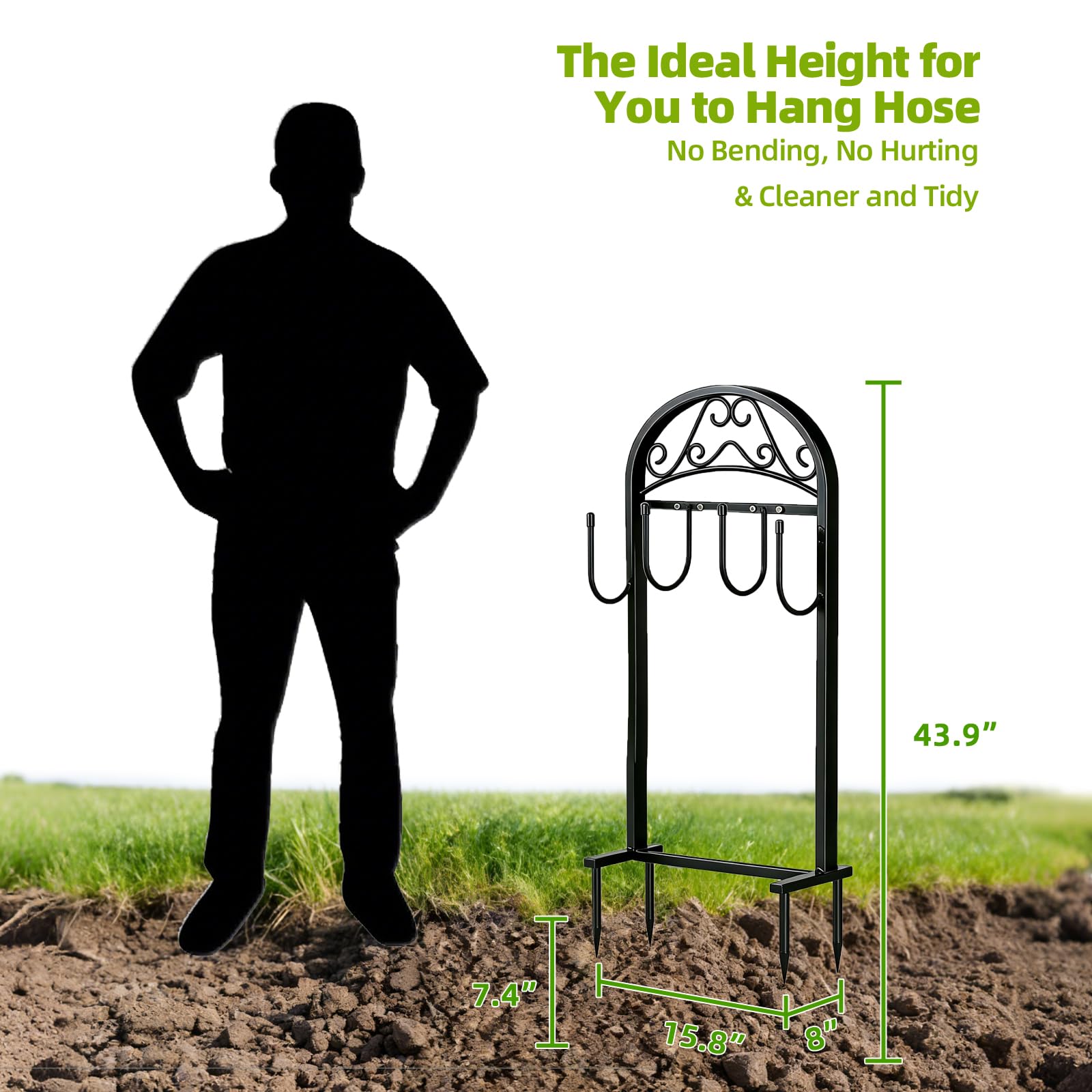 Freexployer Garden Hose Holder side view showcasing sturdy metal construction
