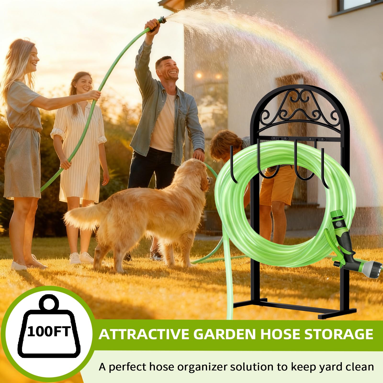 Freexployer Garden Hose Holder with hose winding mechanism visible