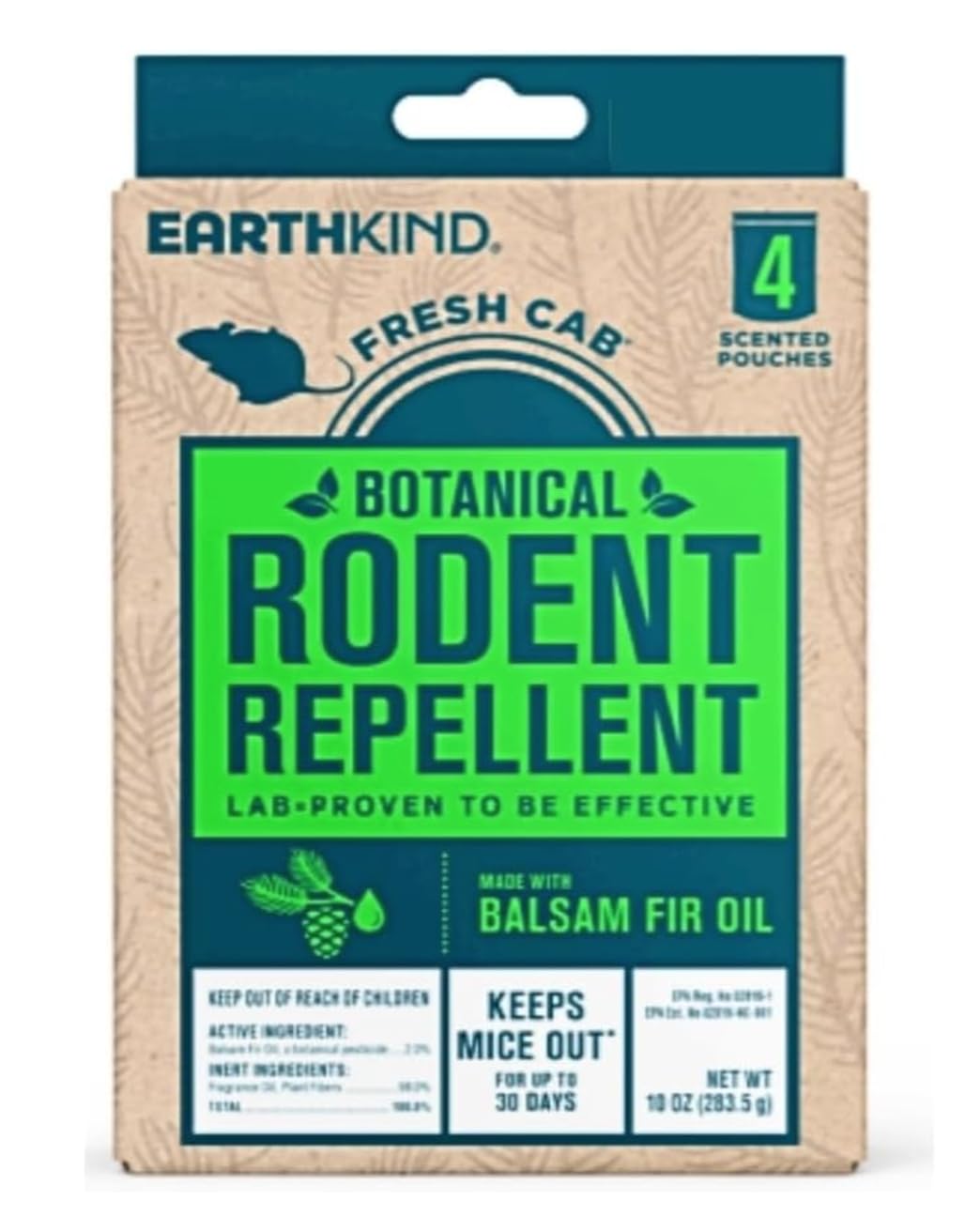 Fresh Cab Botanical Rodent Repellent packaging and contents