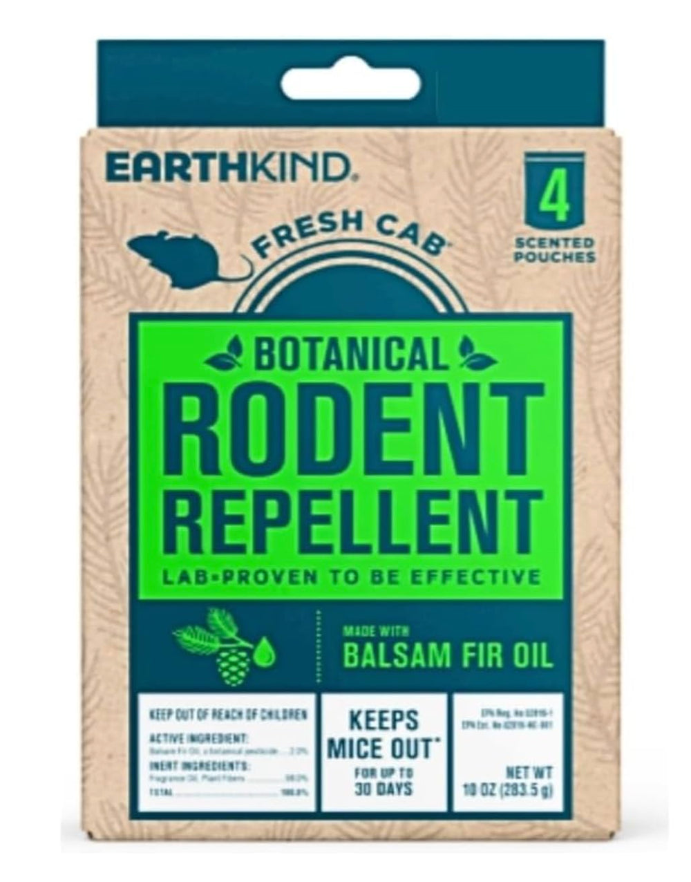 Fresh Cab Botanical Rodent Repellent packaging and contents