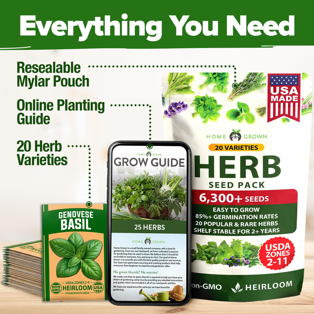 Fresh herbs grown from HOME GROWN seeds in a kitchen garden