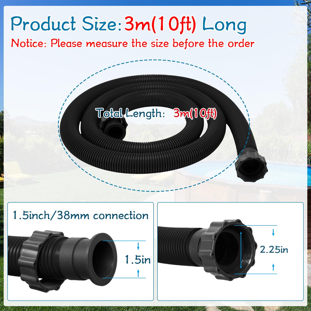 Frienda Pool Pump Replacement Hose 12 ft black flexible design