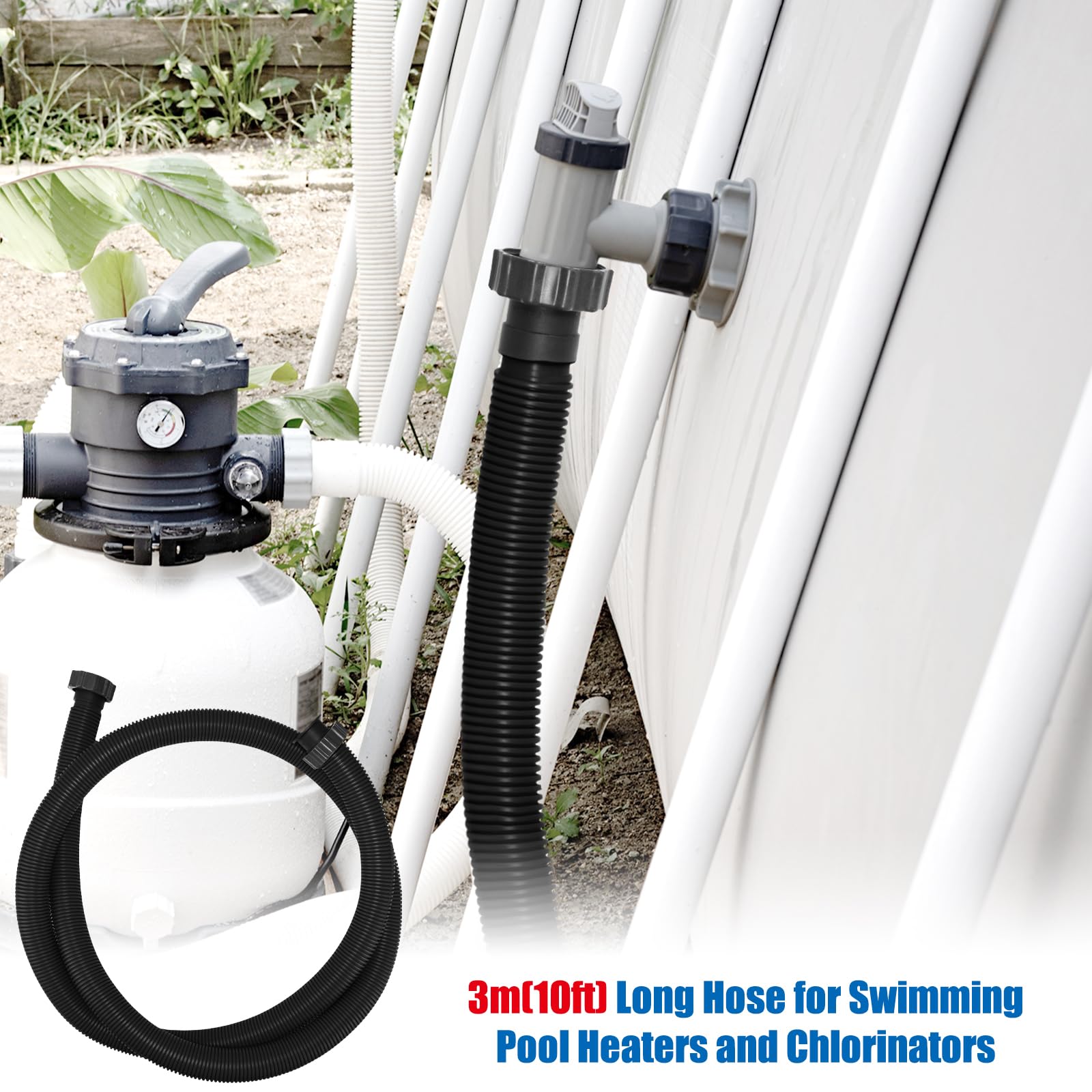 Frienda Pool Pump Replacement Hose 12 ft black material close-up