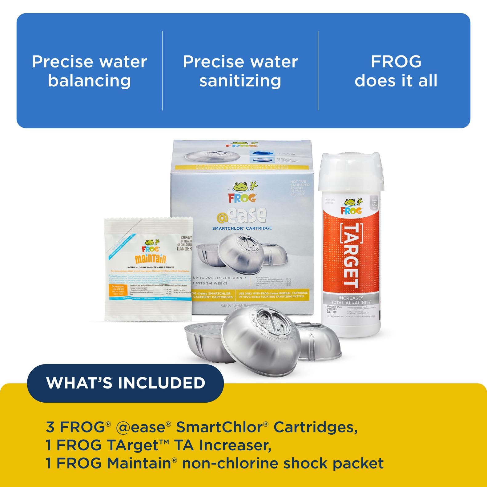 FROG Maintain Shock packaging with SmartChlor Cartridges