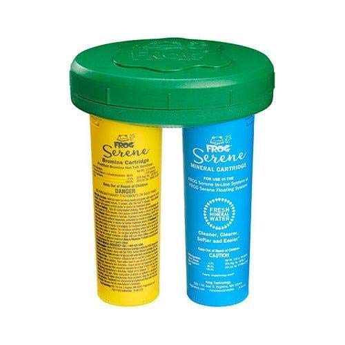 FROG Serene Floating Sanitizing System front view with included cartridges