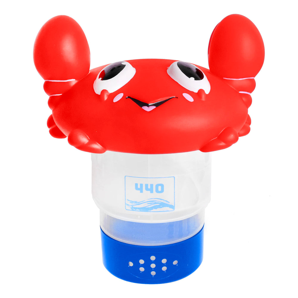 Front view of 440 Crab Chlorine Floater with cartoon crab design