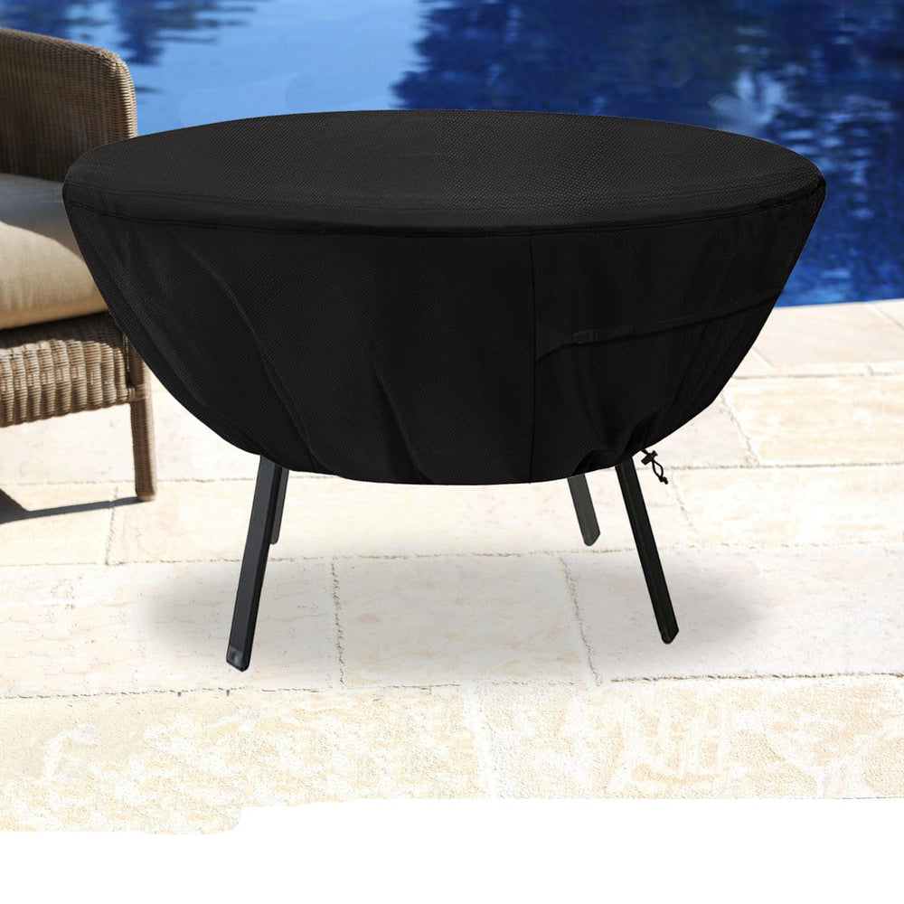 Front view of Aacabo Round Table Cover on a table