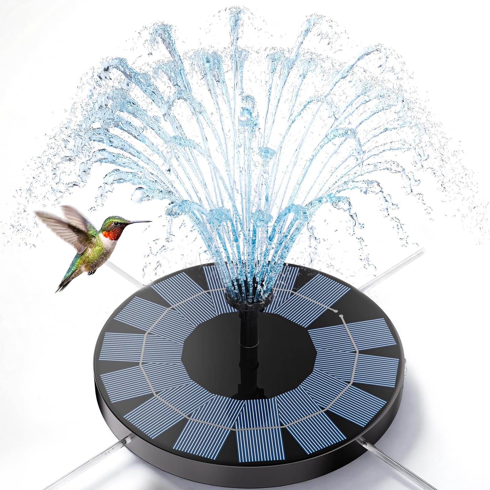 Front view of AISITIN 2.5W Solar Fountain Pump with black finish