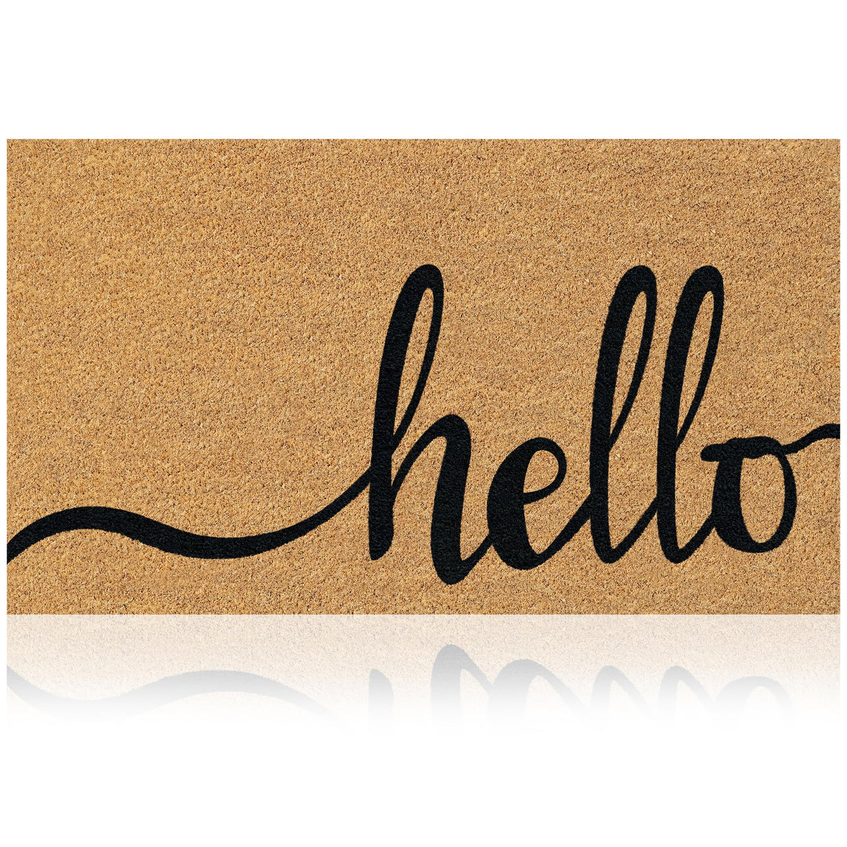 Front view of AMARU Coir Welcome Mat Hello Classic 2 design