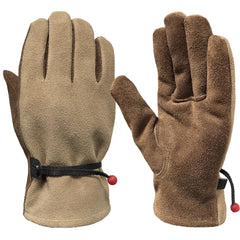 Front view of AOUCHI Leather Work Gloves in Coffee colour