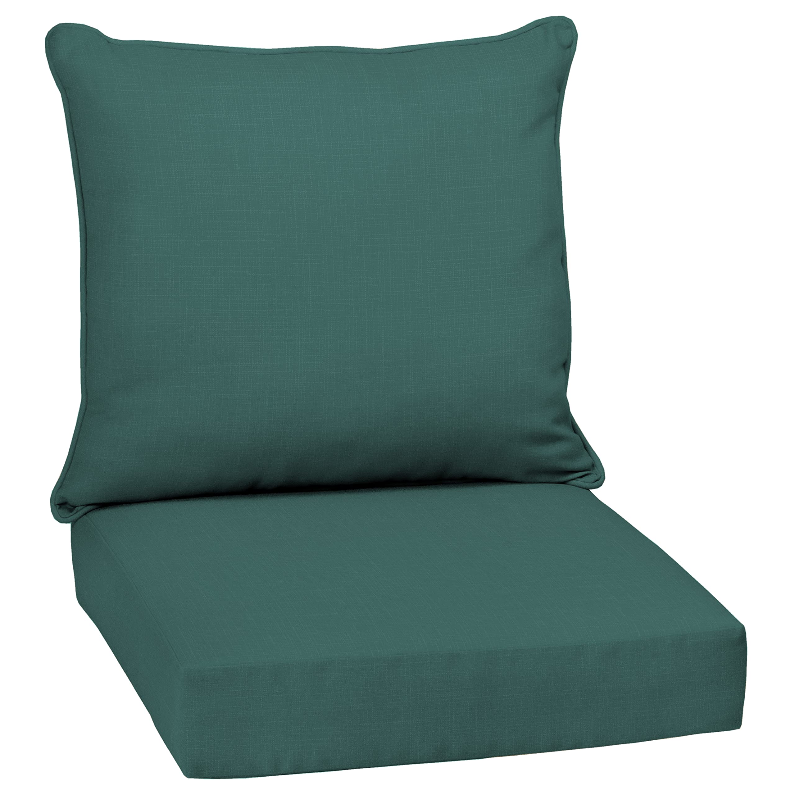 Front view of Arden Outdoor Deep Seat Cushion Set in peacock blue green