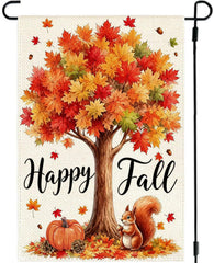 Front view of ARGOOGFG Happy Fall Garden Flag featuring autumn design