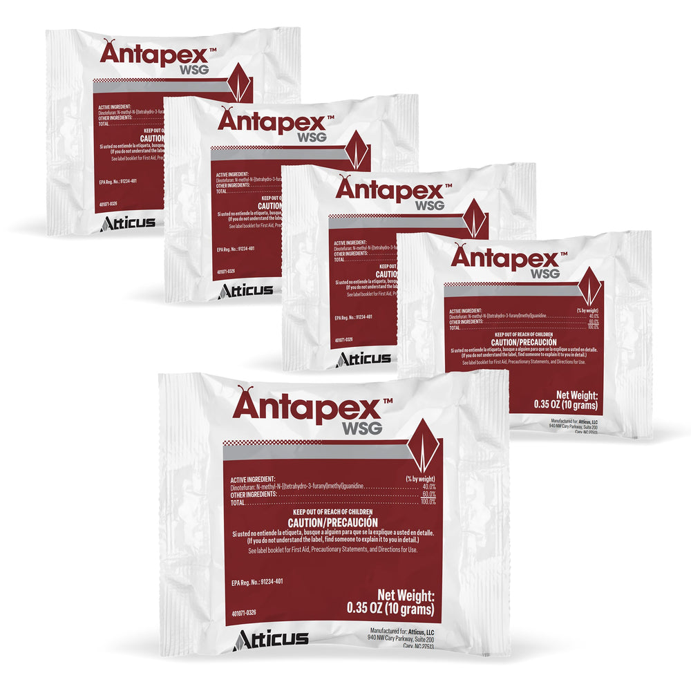 Front view of Atticus Antapex WSG Insecticide packets