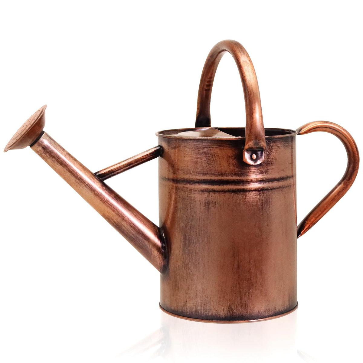 Front view of Ausluru Metal Watering Can with ergonomic handle