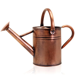 Front view of Ausluru Metal Watering Can with ergonomic handle