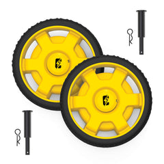 Front view of Champion Wheel Kit installed on a generator