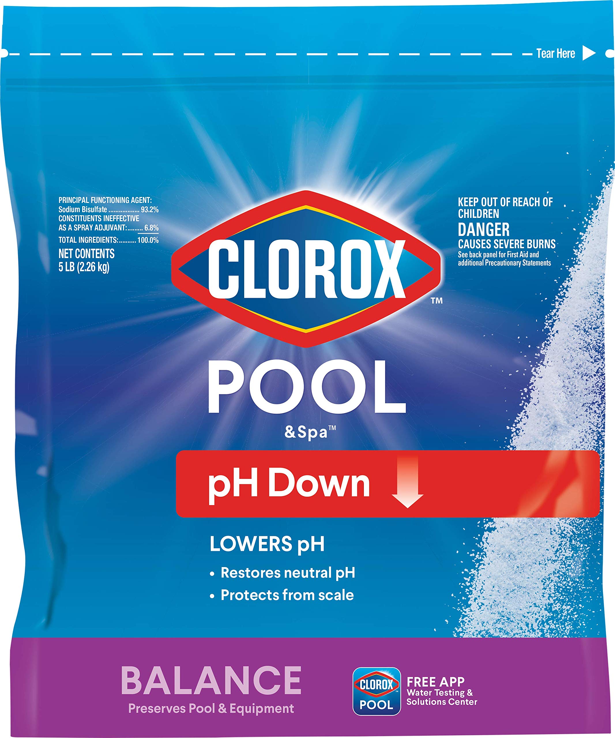 Front view of CLOROX Pool&Spa Swimming Pool pH Down 5LB granules