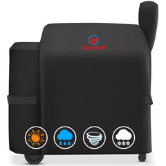 Front view of Comnova 600D Grill Cover for Traeger Pro 34 in black