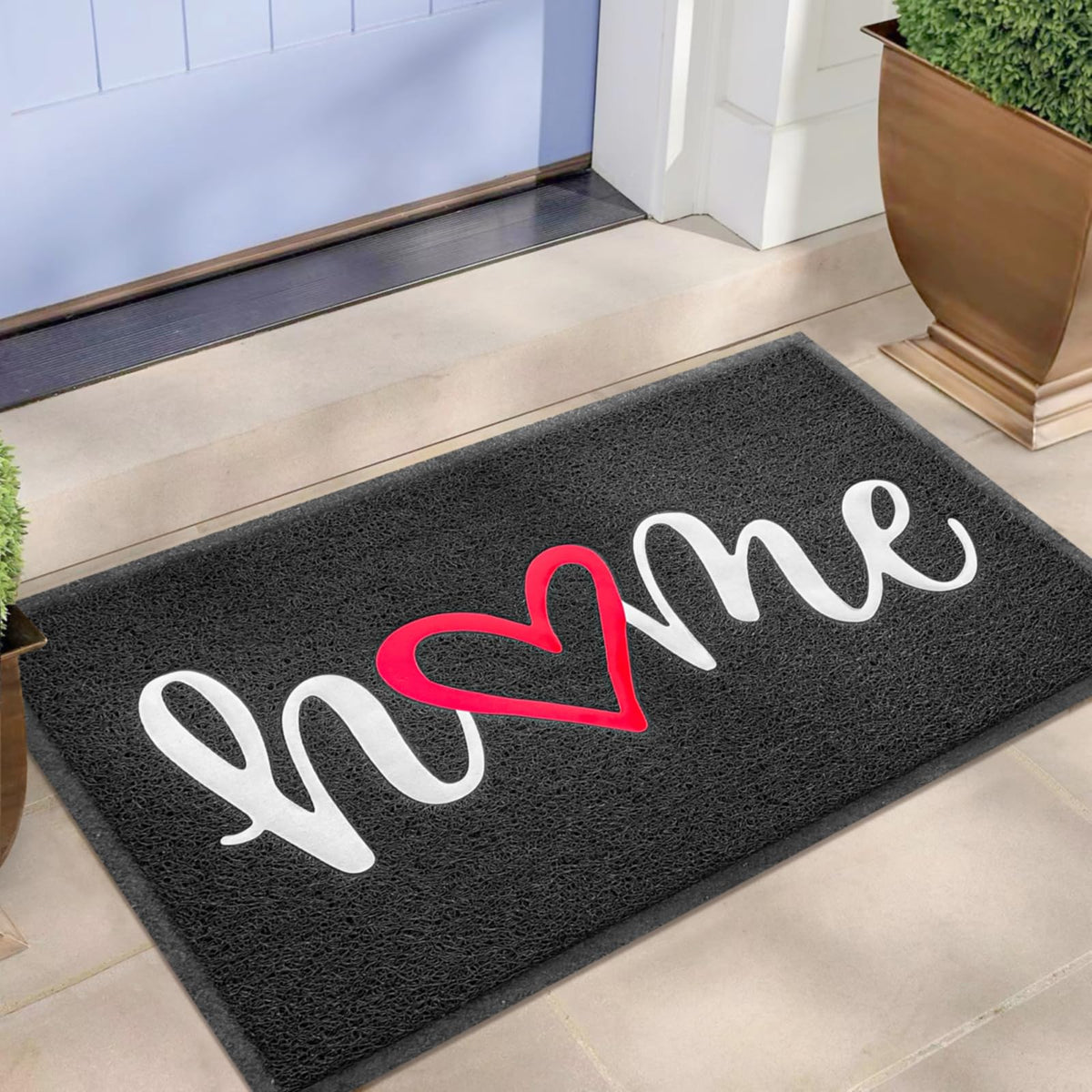 Front view of EARTHALL doormat 30"x17.5" in black